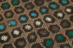 Anatolian Runner Brown Striped Cotton Wool Handmade Area Rug 2'7'' x 8'7''