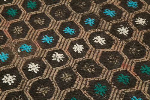 Anatolian Runner Brown Striped Cotton Wool Handmade Area Rug 2'7'' x 8'7''