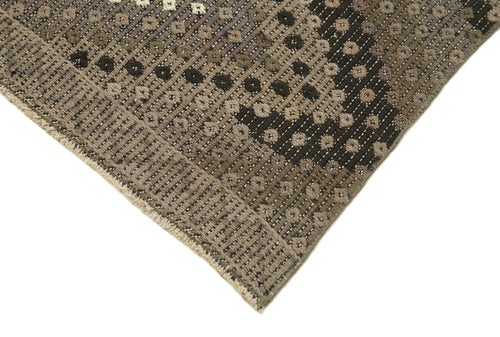 Anatolian Runner Brown Striped Cotton Wool Handmade Area Rug 2'8'' x 11'6''