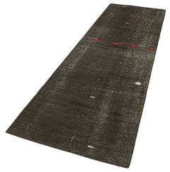 Anatolian Runner Brown Striped Cotton Wool Handmade Area Rug 2'11'' x 10'2''