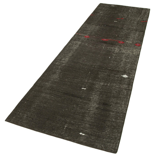 Anatolian Runner Brown Striped Cotton Wool Handmade Area Rug 2'11'' x 10'2''