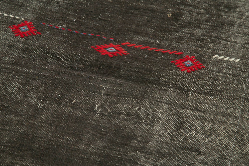 Anatolian Runner Brown Striped Cotton Wool Handmade Area Rug 2'11'' x 10'2''