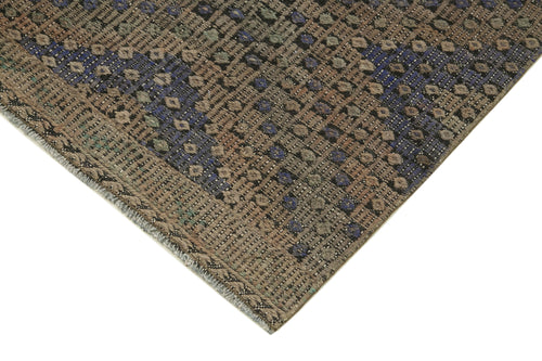 Anatolian Runner Brown Striped Cotton Wool Handmade Area Rug 2'11'' x 9'1''