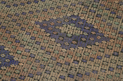 Anatolian Runner Brown Striped Cotton Wool Handmade Area Rug 2'11'' x 9'1''