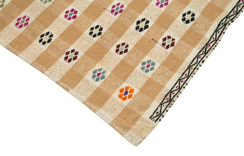 Anatolian Runner Yellow Striped Cotton Wool Handmade Area Rug 3'0'' x 11'9''