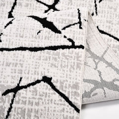 Grey Geometric Rug – Machine Made Area Rug with 600K Stitch Density & 8mm Pile Height