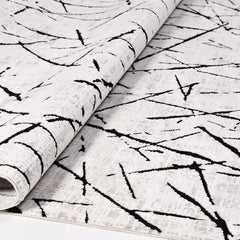 Grey Geometric Rug – Machine Made Area Rug with 600K Stitch Density & 8mm Pile Height