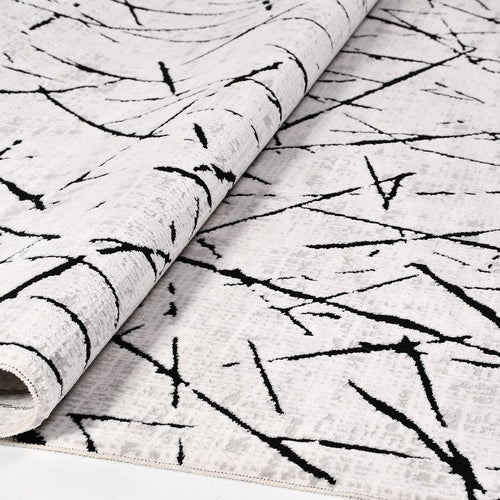 Grey Geometric Rug – Machine Made Area Rug with 600K Stitch Density & 8mm Pile Height