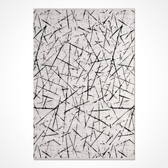 Grey Geometric Rug – Machine Made Area Rug with 600K Stitch Density & 8mm Pile Height