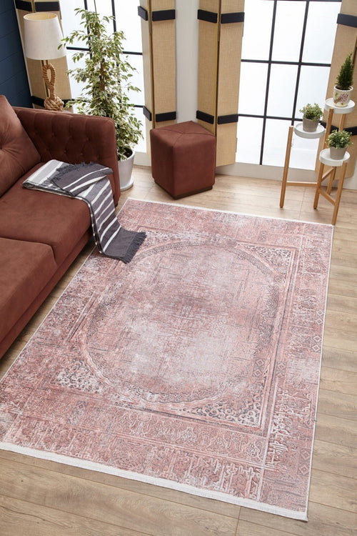 Pink Area Rug - Classic Digital Print Rug | Washable, Non Slip, Antibacterial Carpet