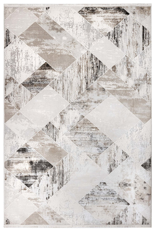 Microfiber Area Rug – Machine Made Geometric Polyester Rug With Cotton Base
