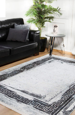 Angarsk Grey Frame Digital Print Area Rug