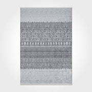 Grey Striped Area Rug – Washable Non Slip Chenille Cotton Carpet for Living Room