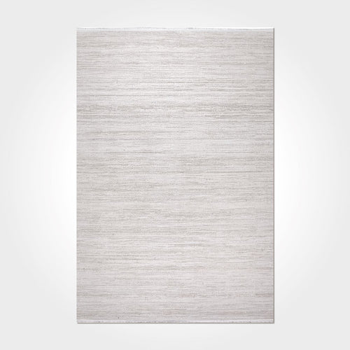 Cream Striped Area Rug - Machine Made Rug With Acrylic Yarn & Laser Cut Edge