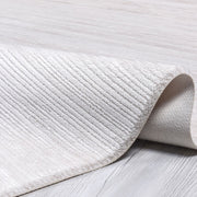 Cream Striped Area Rug - Machine Made Rug With Acrylic Yarn & Laser Cut Edge