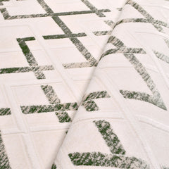 Bamboo Viscose Area Rug - Machine Made Geometric Cream Green Rug, Washable Non Slip