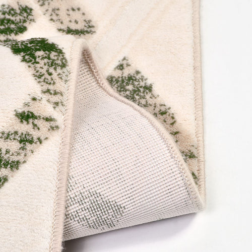 Bamboo Viscose Area Rug - Machine Made Geometric Cream Green Rug, Washable Non Slip