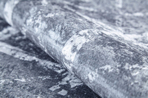 Angren Grey Striped Digital Print Area Rug