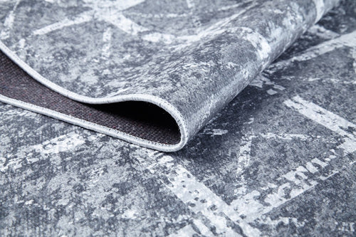 Angren Grey Striped Digital Print Area Rug