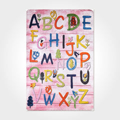 Kids Digital Print Rug - Washable Non Slip Pink Figure Pattern Polyester Chenille Carpet