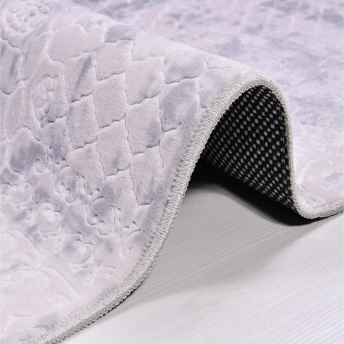 Natural Latex Area Rug - Modern Grey Micro Polyester Carpet with Non Slip Backing