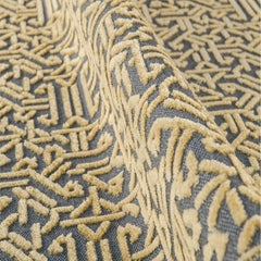 Geometric Area Rug – Machine Made Yellow Grey Rug with Fringed Edge Design