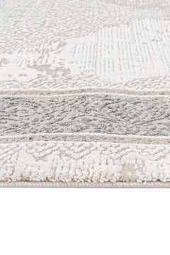 Grey Area Rug - Machine Made Cotton Frame Design Durable Floor Covering for Living Room