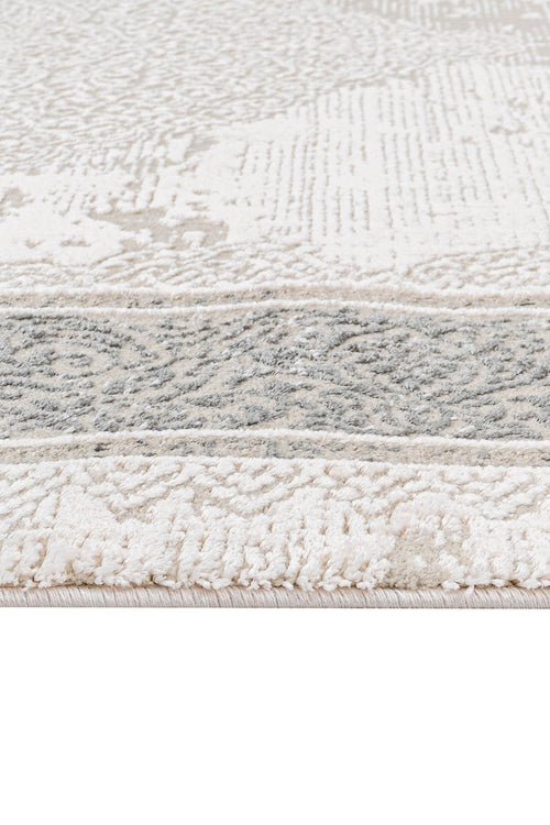 Grey Area Rug - Machine Made Cotton Frame Design Durable Floor Covering for Living Room