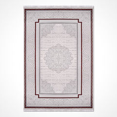 Grey Area Rug - Machine Made Rug with Frame Design Carpet | Soft Pile Durable Floor Covering