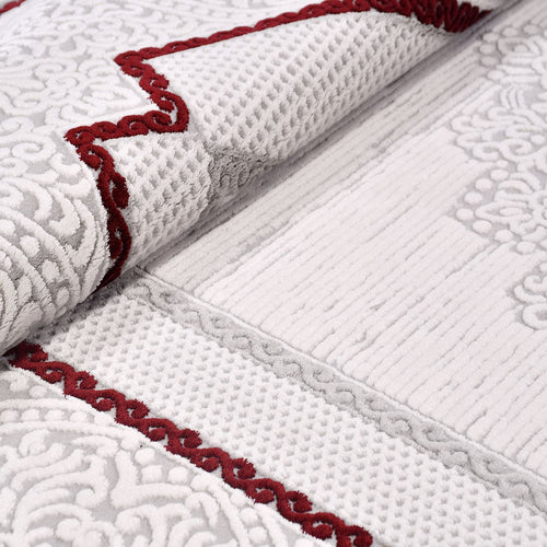 Grey Area Rug - Machine Made Rug with Frame Design Carpet | Soft Pile Durable Floor Covering