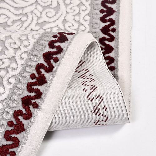 Grey Area Rug - Machine Made Rug with Frame Design Carpet | Soft Pile Durable Floor Covering