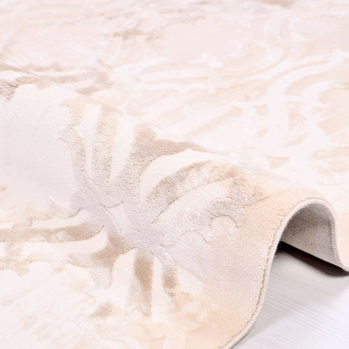 Bamboo Viscose Area Rug – Machine Made Geometric Cream Rug with 11mm Pile Height