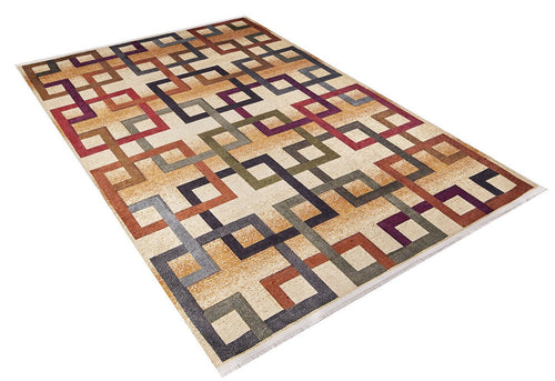 Orange Geometric Area Rug – Non Slip Digital Print Carpet for Living Room