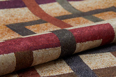 Orange Geometric Area Rug – Non Slip Digital Print Carpet for Living Room