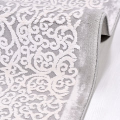 Bamboo Area Rug – Classic Grey Machine Made Rug with Overlocked Edge