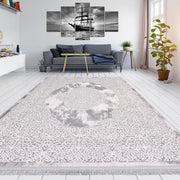 Bamboo Area Rug – Classic Grey Machine Made Rug with Overlocked Edge