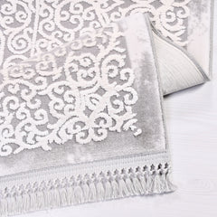 Bamboo Area Rug – Classic Grey Machine Made Rug with Overlocked Edge