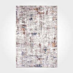 Modern Tencel Area Rug – Machine Made Grey Rug with Overlocked Edge