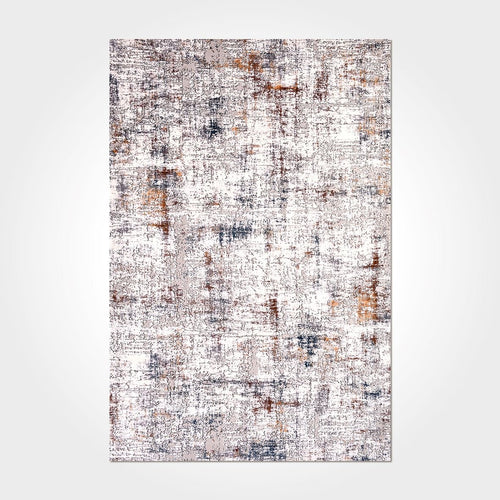 Modern Tencel Area Rug – Machine Made Grey Rug with Overlocked Edge