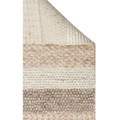 Hand-Knitted Rug – Beige Striped Natural Woven Carpet With Soft Texture