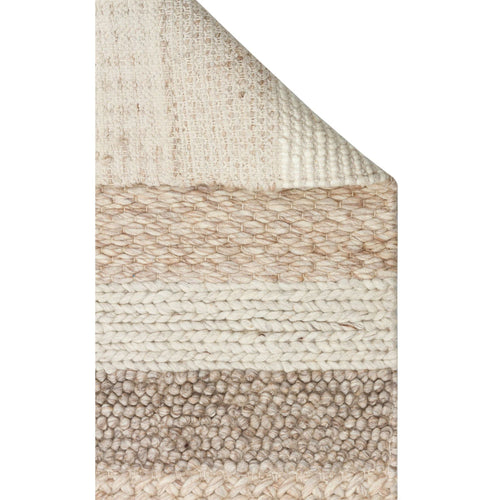 Hand-Knitted Rug – Beige Striped Natural Woven Carpet With Soft Texture