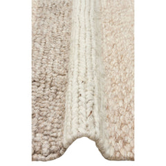 Hand-Knitted Rug – Beige Striped Natural Woven Carpet With Soft Texture