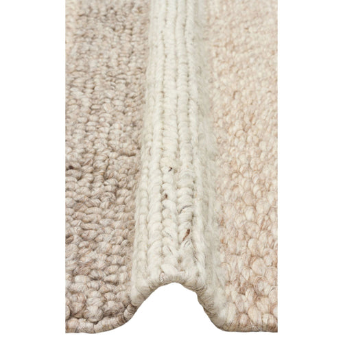Hand-Knitted Rug – Beige Striped Natural Woven Carpet With Soft Texture