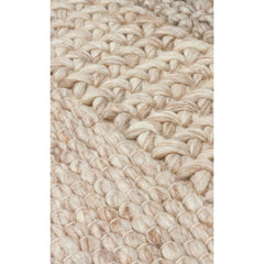 Hand-Knitted Rug – Beige Striped Natural Woven Carpet With Soft Texture