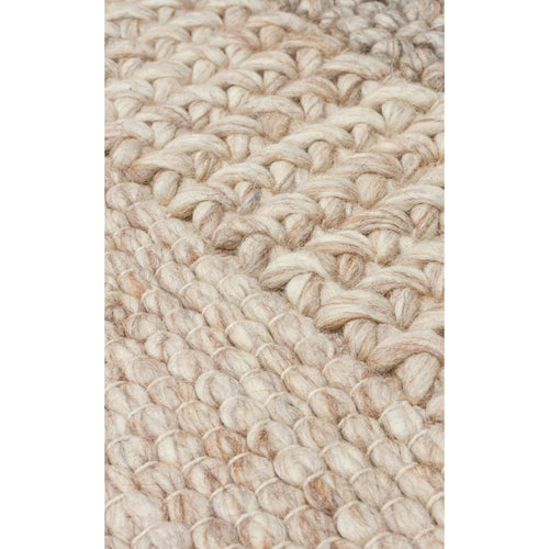 Hand-Knitted Rug – Beige Striped Natural Woven Carpet With Soft Texture