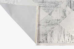 Grey Geometric Area Rug – Microfiber Machine Made Rug With Anti Slip Base