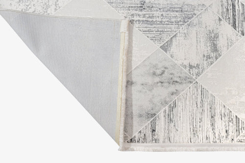 Grey Geometric Area Rug – Microfiber Machine Made Rug With Anti Slip Base