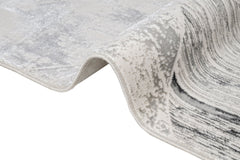 Grey Geometric Area Rug – Microfiber Machine Made Rug With Anti Slip Base