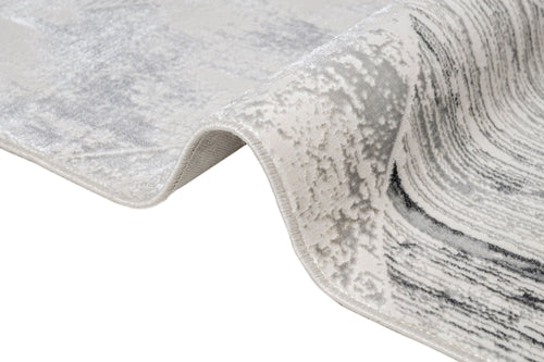 Grey Geometric Area Rug – Microfiber Machine Made Rug With Anti Slip Base