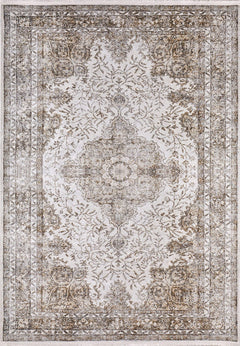 Digital Print Area Rug – Classic Cream Non Slip Washable Carpet for Living Room